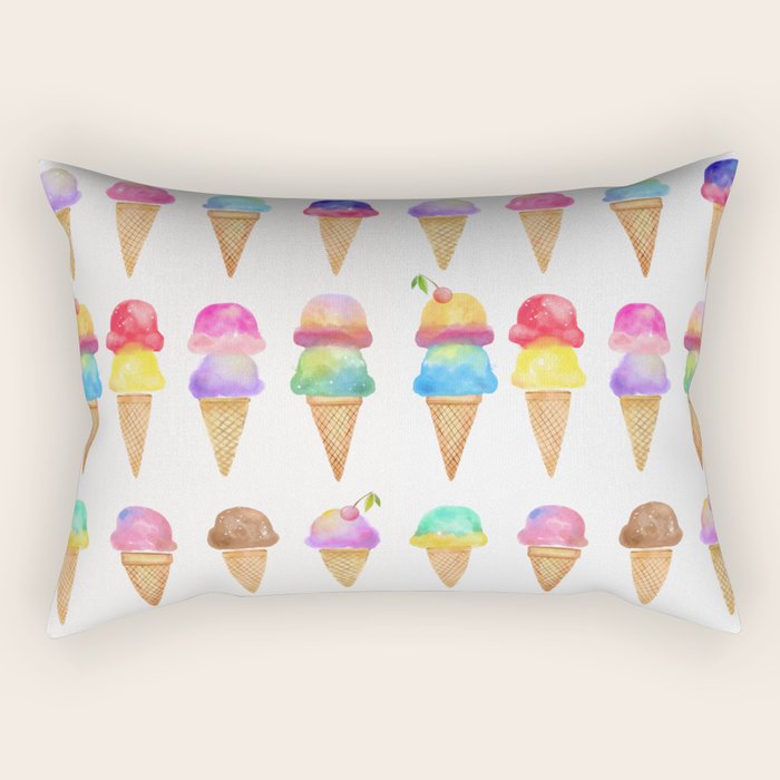 Summer Ice Cream Cones Rectangular Pillow Gallery Image 1