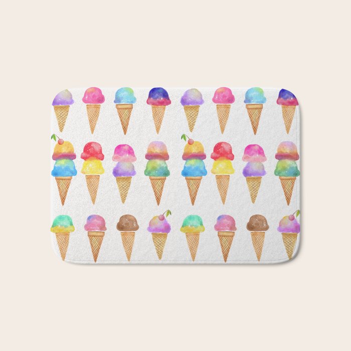 Summer Ice Cream Cones Bath Mat Gallery Image 1