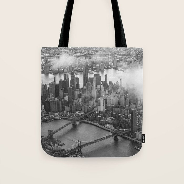 Manhattan Through The Clouds Tote Bag Gallery Image 1