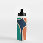 Copacetic Retro Abstract in Mid Mod Teal Blue Olive Green Orange Beige  Water Bottle Gallery Image 2