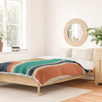 Copacetic Retro Abstract in Mid Mod Teal Blue Olive Green Orange Beige  Duvet Cover Gallery Image 2