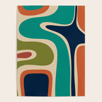Copacetic Retro Abstract in Mid Mod Teal Blue Olive Green Orange Beige  Poster Gallery Image 4