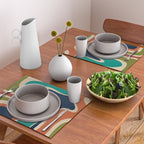 Copacetic Retro Abstract in Mid Mod Teal Blue Olive Green Orange Beige  Placemat Gallery Image 2