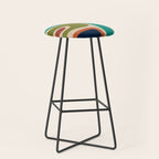 Copacetic Retro Abstract in Mid Mod Teal Blue Olive Green Orange Beige  Stool Gallery Image 1