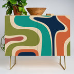 Copacetic Retro Abstract in Mid Mod Teal Blue Olive Green Orange Beige  Credenza Gallery Image 1