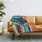 Copacetic Retro Abstract in Mid Mod Teal Blue Olive Green Orange Beige  Throw Blanket Gallery Image 1
