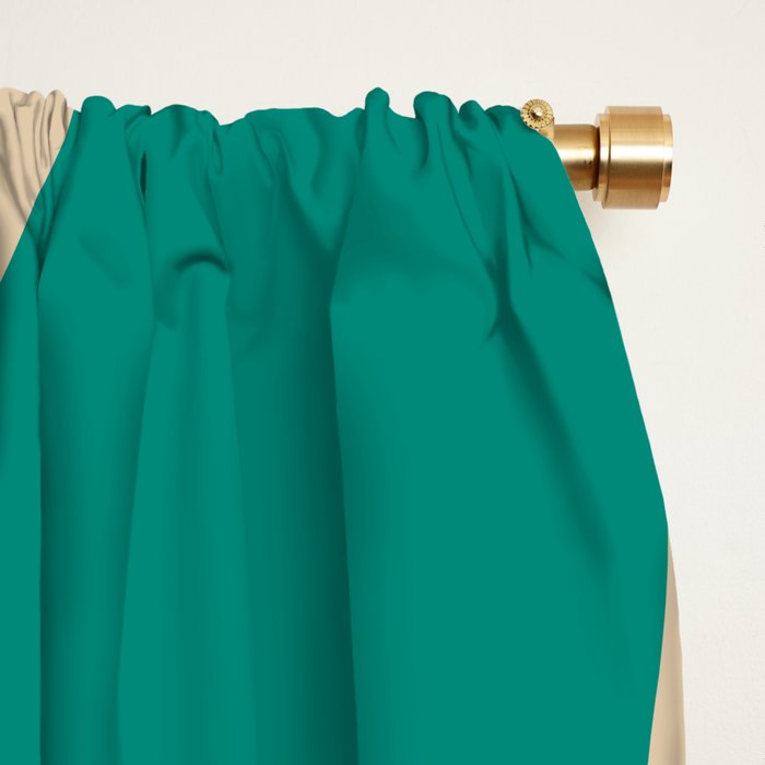 Copacetic Retro Abstract in Mid Mod Teal Blue Olive Green Orange Beige  Window Curtain Gallery Image 2