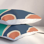 Copacetic Retro Abstract in Mid Mod Teal Blue Olive Green Orange Beige  Pillow Sham Gallery Image 3