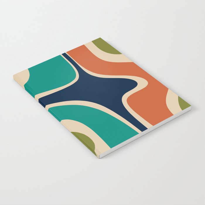 Copacetic Retro Abstract in Mid Mod Teal Blue Olive Green Orange Beige  Notebook Gallery Image 1