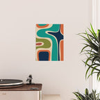 Copacetic Retro Abstract in Mid Mod Teal Blue Olive Green Orange Beige  Poster Gallery Image 2