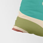 Copacetic Retro Abstract in Mid Mod Teal Blue Olive Green Orange Beige  Pillow Sham Gallery Image 4