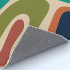 Copacetic Retro Abstract in Mid Mod Teal Blue Olive Green Orange Beige  Rug Gallery Image 4