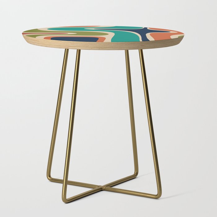 Copacetic Retro Abstract in Mid Mod Teal Blue Olive Green Orange Beige  Side Table Gallery Image 1