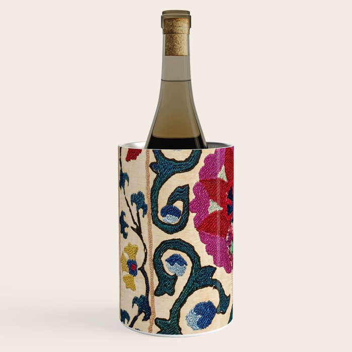 Shakhrisyabz Suzani Joynamoz Uzbekistan Floral Embroidery Print Wine Chiller Gallery Image 2