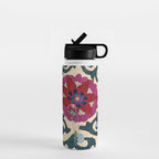 Shakhrisyabz Suzani Joynamoz Uzbekistan Floral Embroidery Print Water Bottle Gallery Image 1