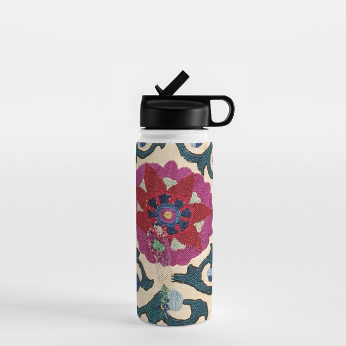Shakhrisyabz Suzani Joynamoz Uzbekistan Floral Embroidery Print Water Bottle Gallery Image 1