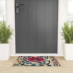 Shakhrisyabz Suzani Joynamoz Uzbekistan Floral Embroidery Print Welcome Mat Gallery Image 3