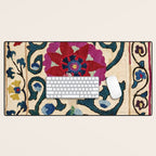 Shakhrisyabz Suzani Joynamoz Uzbekistan Floral Embroidery Print Desk Mat Gallery Image 1