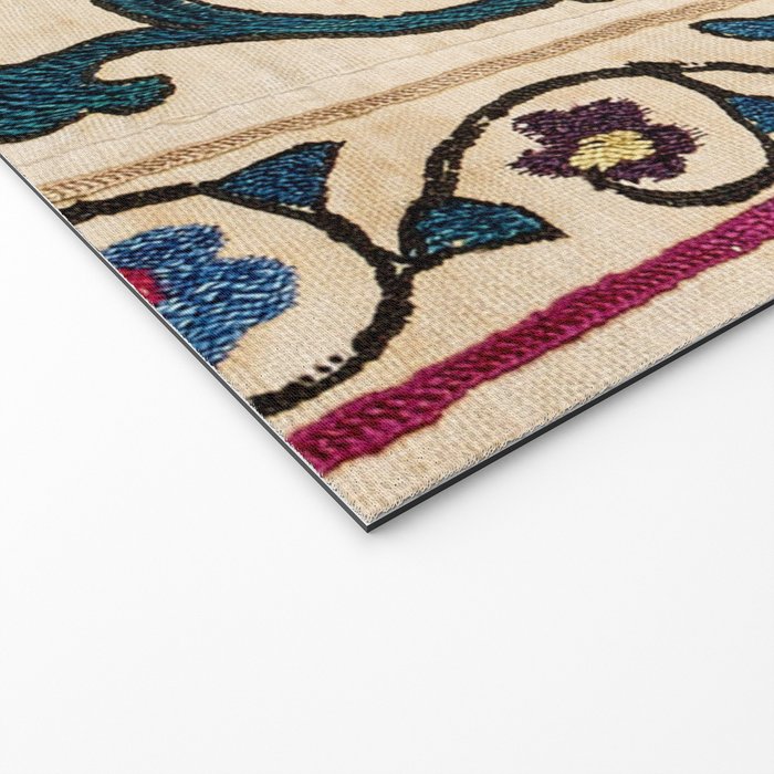 Shakhrisyabz Suzani Joynamoz Uzbekistan Floral Embroidery Print Welcome Mat Gallery Image 2