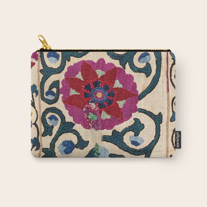 Shakhrisyabz Suzani Joynamoz Uzbekistan Floral Embroidery Print Carry All Pouch Gallery Image 1