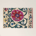 Shakhrisyabz Suzani Joynamoz Uzbekistan Floral Embroidery Print Welcome Mat Gallery Image 1