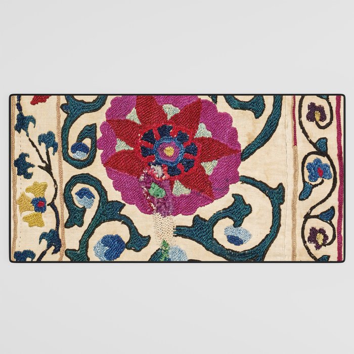 Shakhrisyabz Suzani Joynamoz Uzbekistan Floral Embroidery Print Desk Mat Gallery Image 3