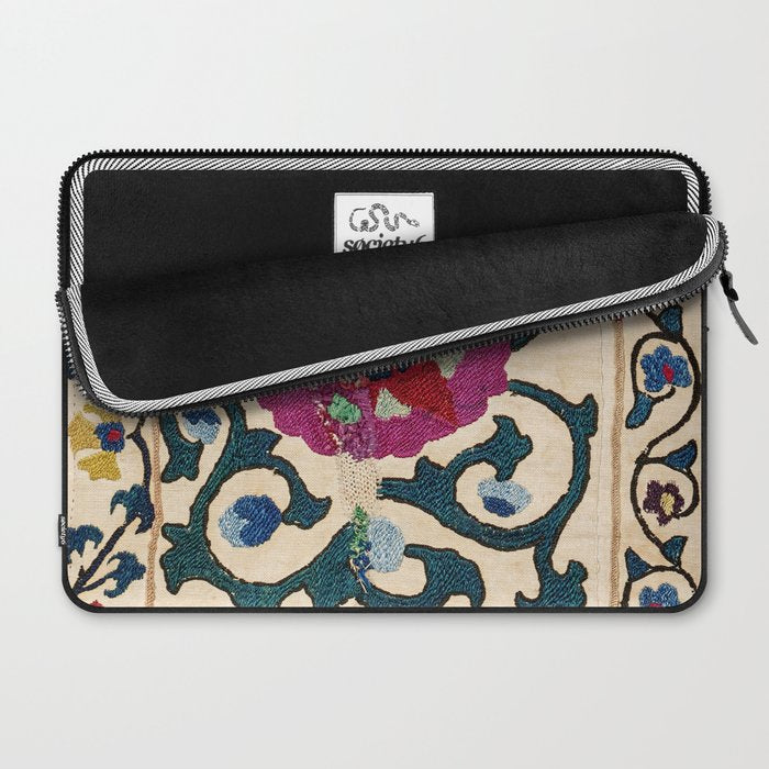Shakhrisyabz Suzani Joynamoz Uzbekistan Floral Embroidery Print Laptop Sleeve Gallery Image 2