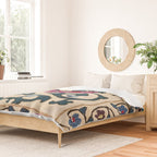 Shakhrisyabz Suzani Joynamoz Uzbekistan Floral Embroidery Print Duvet Cover Gallery Image 2