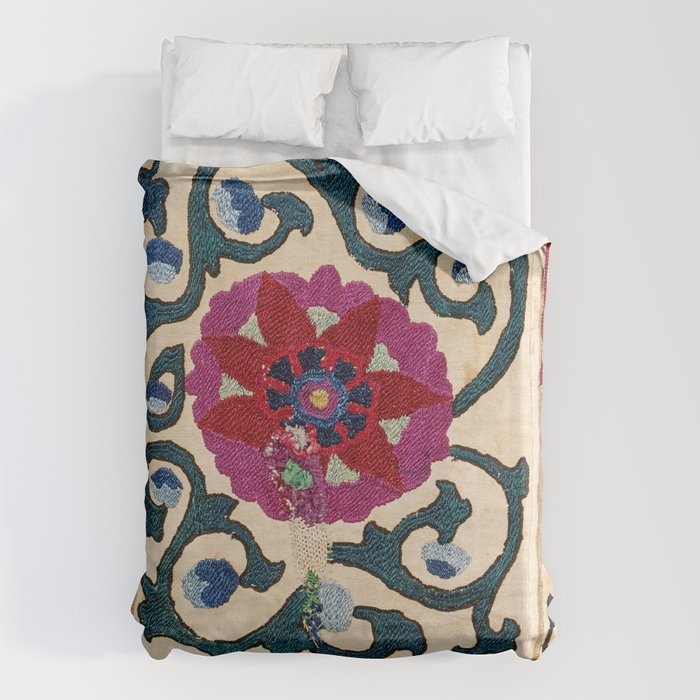 Shakhrisyabz Suzani Joynamoz Uzbekistan Floral Embroidery Print Duvet Cover Gallery Image 6