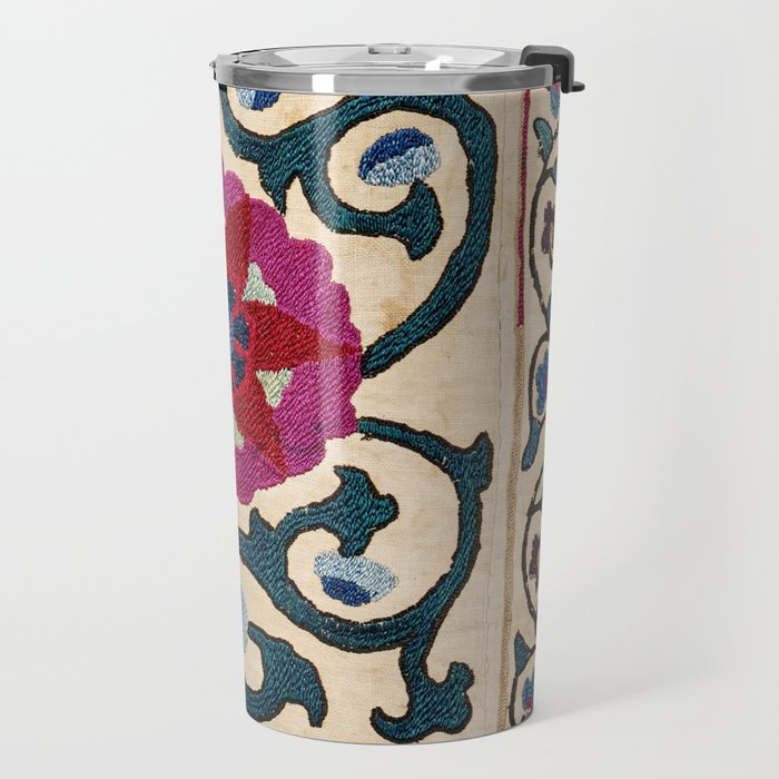 Shakhrisyabz Suzani Joynamoz Uzbekistan Floral Embroidery Print Travel Mug Gallery Image 2
