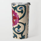 Shakhrisyabz Suzani Joynamoz Uzbekistan Floral Embroidery Print Travel Mug Gallery Image 2