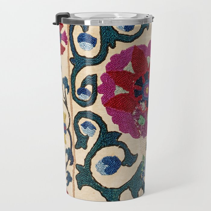 Shakhrisyabz Suzani Joynamoz Uzbekistan Floral Embroidery Print Travel Mug Gallery Image 3