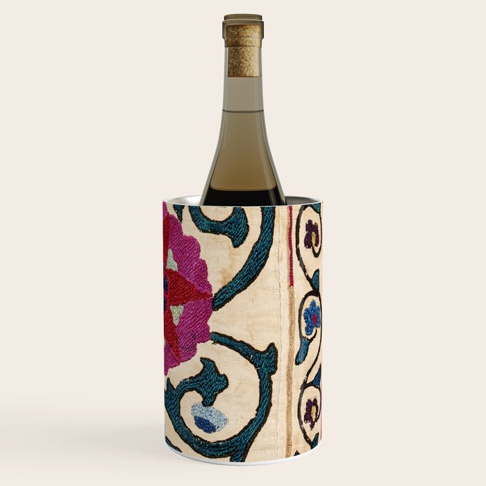 Shakhrisyabz Suzani Joynamoz Uzbekistan Floral Embroidery Print Wine Chiller Gallery Image 3