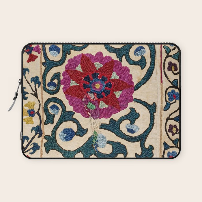 Shakhrisyabz Suzani Joynamoz Uzbekistan Floral Embroidery Print Laptop Sleeve Gallery Image 1