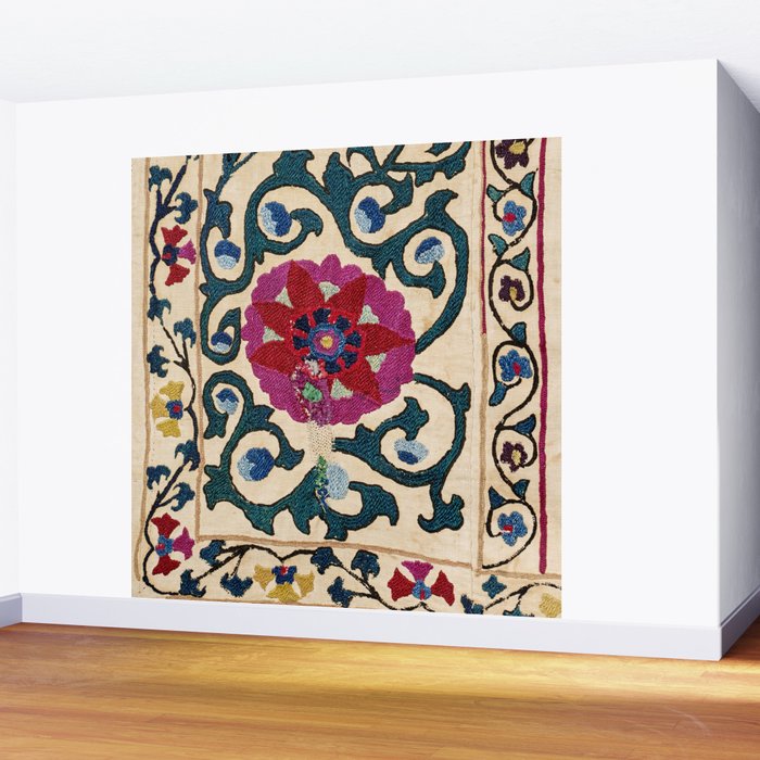 Shakhrisyabz Suzani Joynamoz Uzbekistan Floral Embroidery Print Wall Mural Gallery Image 2