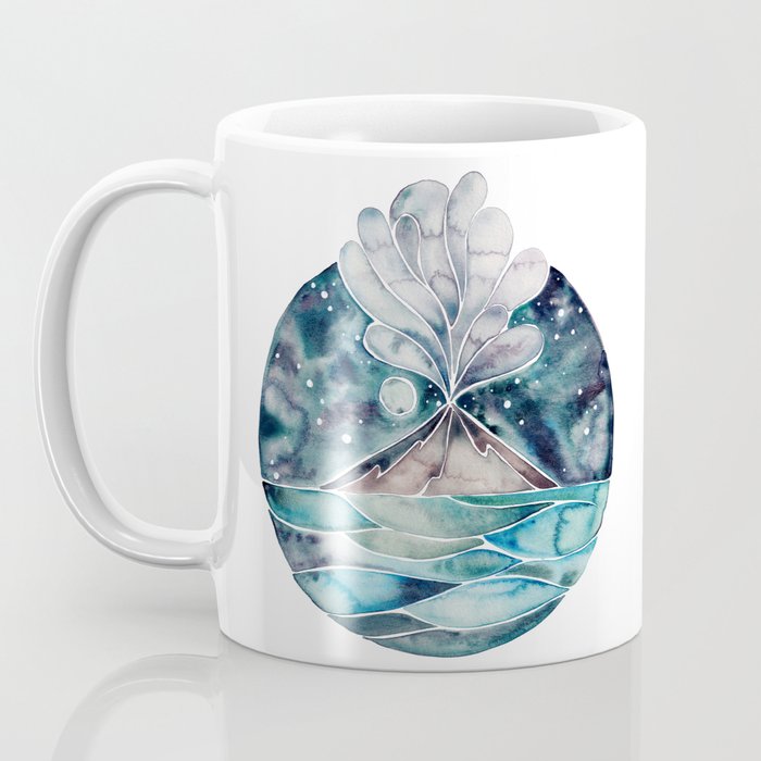 Stromboli Volcano at Midnight - Blue Palette Coffee Mug Gallery Image 3