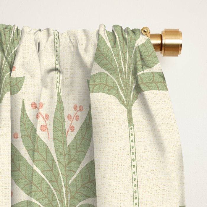 Shaker Palm Motif in Sage and Linen Window Curtain Gallery Image 2