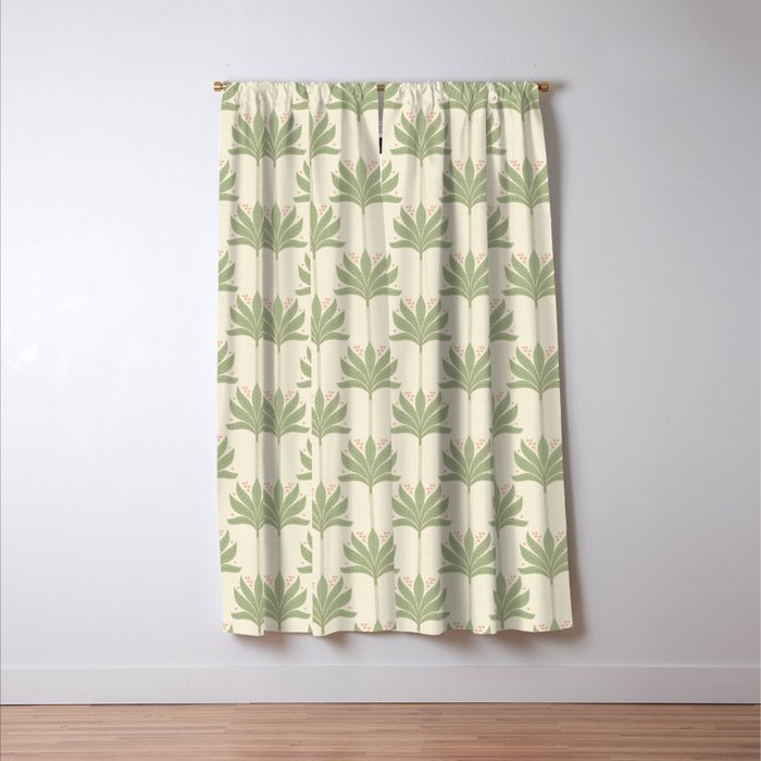 Shaker Palm Motif in Sage and Linen Window Curtain Gallery Image 3