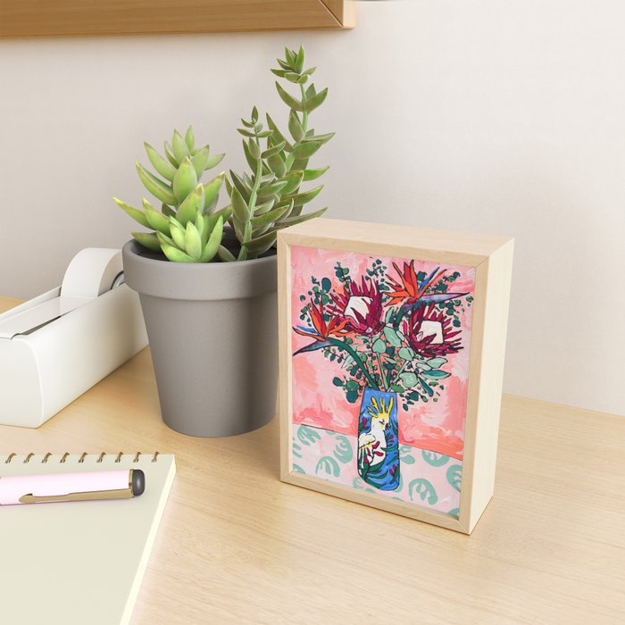 Cockatoo Vase on Painterly Pink Mini Art Print Gallery Image 2