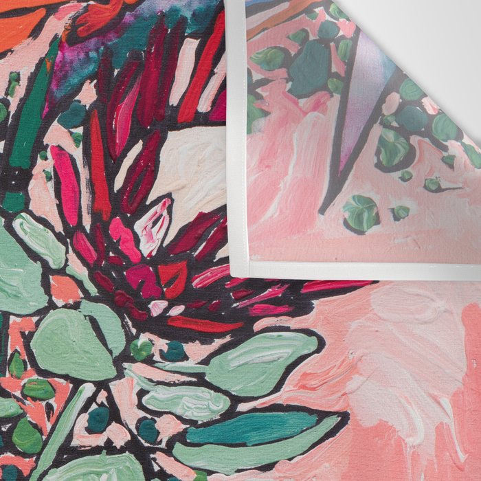 Cockatoo Vase on Painterly Pink Wall Tapestry Gallery Image 3