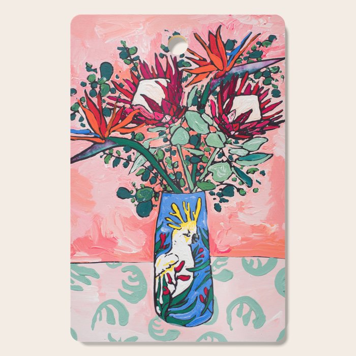 Cockatoo Vase on Painterly Pink Cutting Board Gallery Image 1