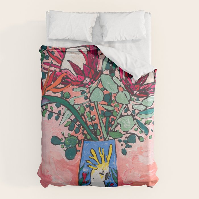 Cockatoo Vase on Painterly Pink Duvet Cover Gallery Image 1