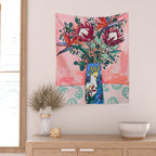 Cockatoo Vase on Painterly Pink Wall Tapestry Gallery Image 2