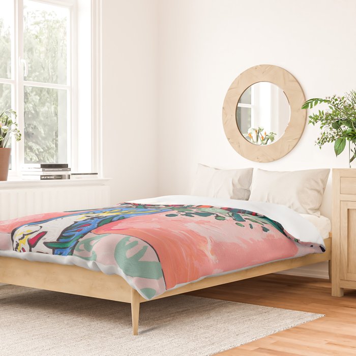 Cockatoo Vase on Painterly Pink Duvet Cover Gallery Image 2