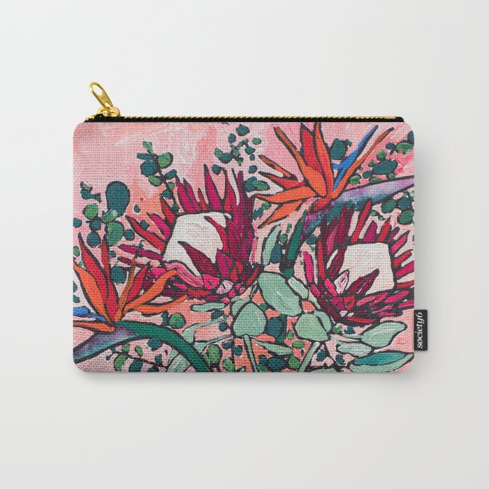 Cockatoo Vase on Painterly Pink Carry All Pouch Gallery Image 1
