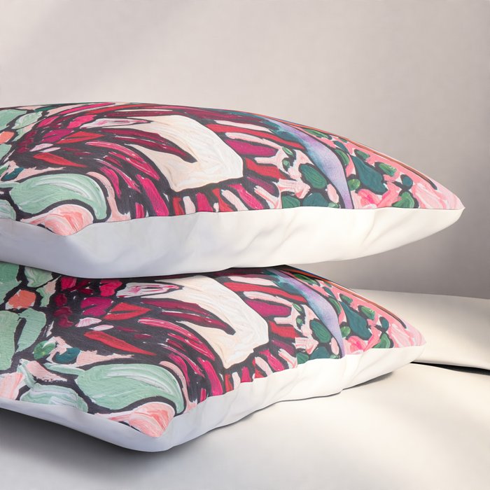 Cockatoo Vase on Painterly Pink Pillow Sham Gallery Image 3