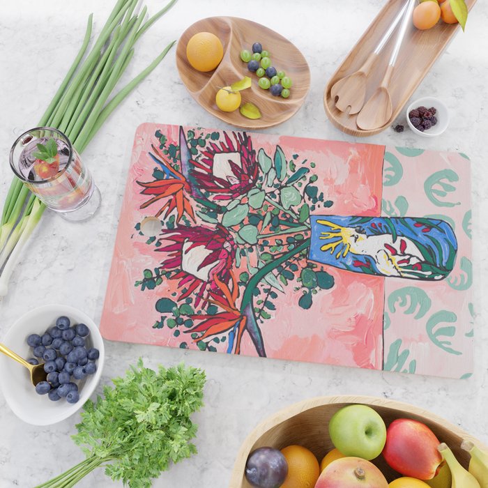 Cockatoo Vase on Painterly Pink Cutting Board Gallery Image 2