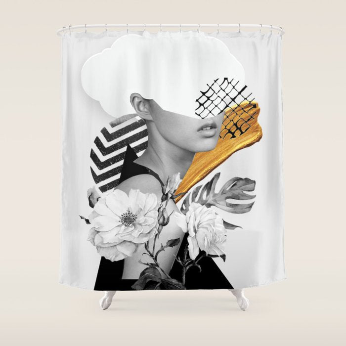 collage art (girl) Shower Curtain Gallery Image 1