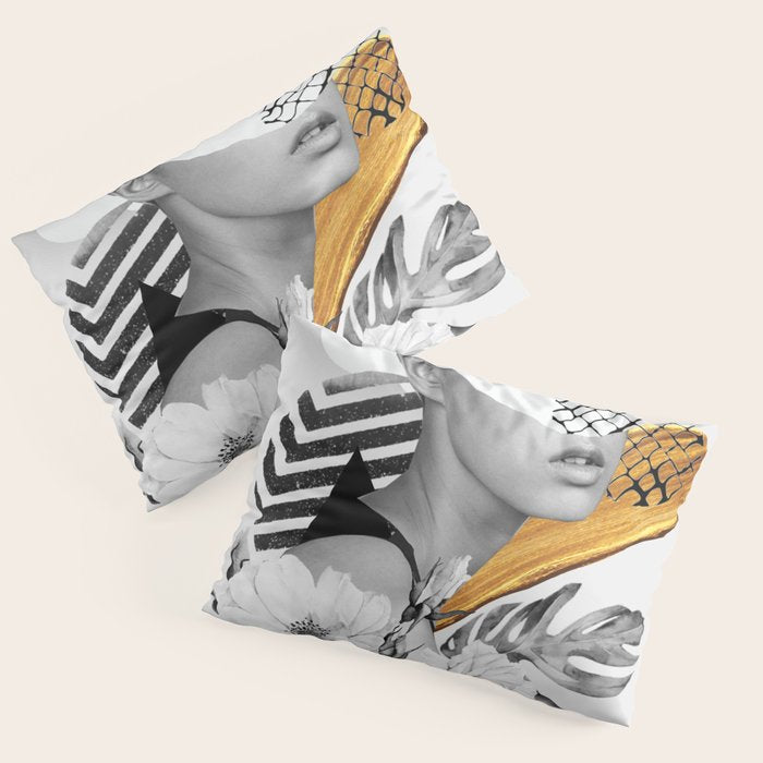 collage art (girl) Pillow Sham Gallery Image 3