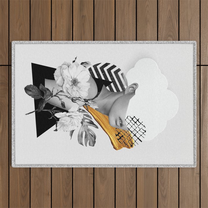 collage art (girl) Outdoor Rug Gallery Image 1